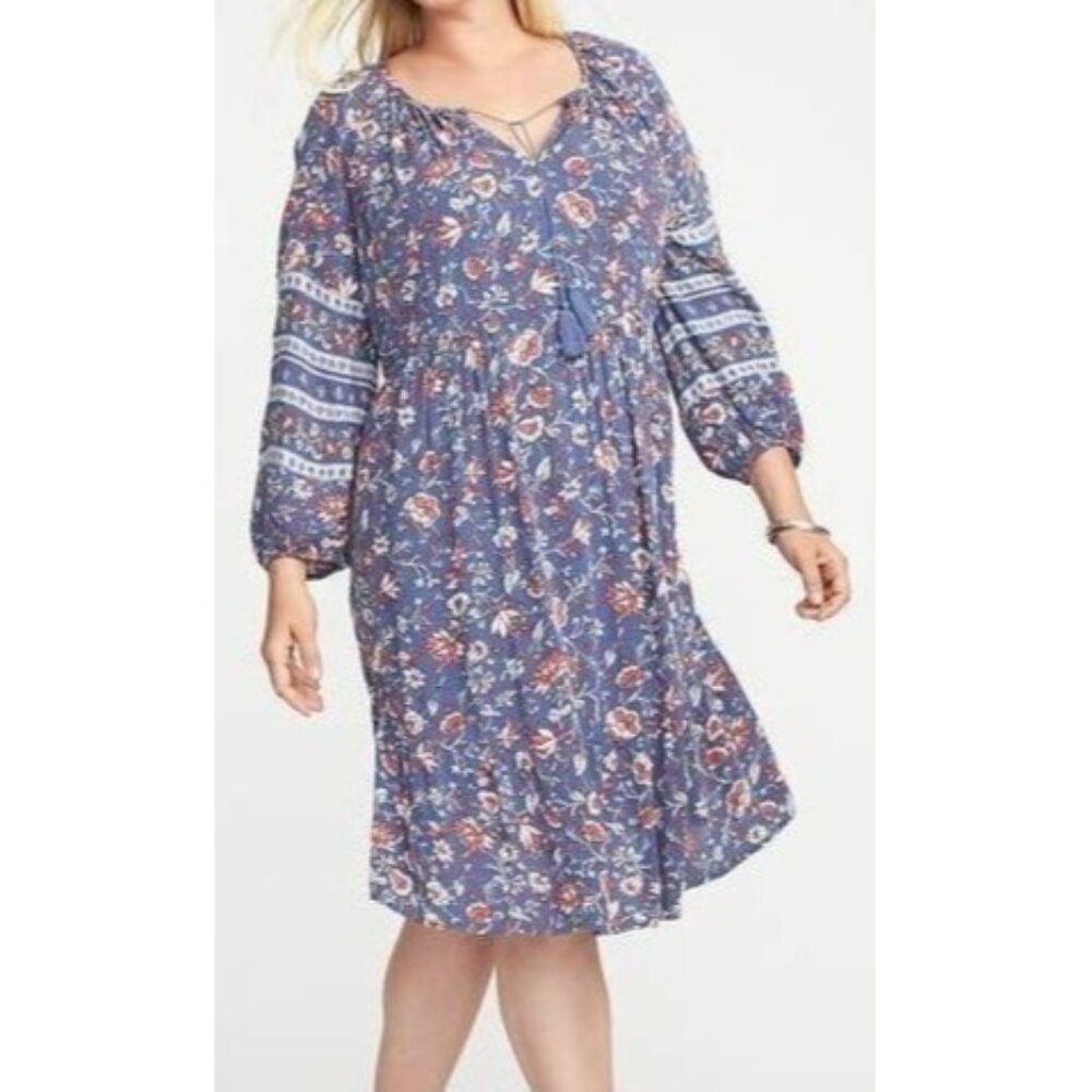 Old Navy Tassle-Tie PLUS XXL Tassel-Tie Swing Dress Boho Cottagecore